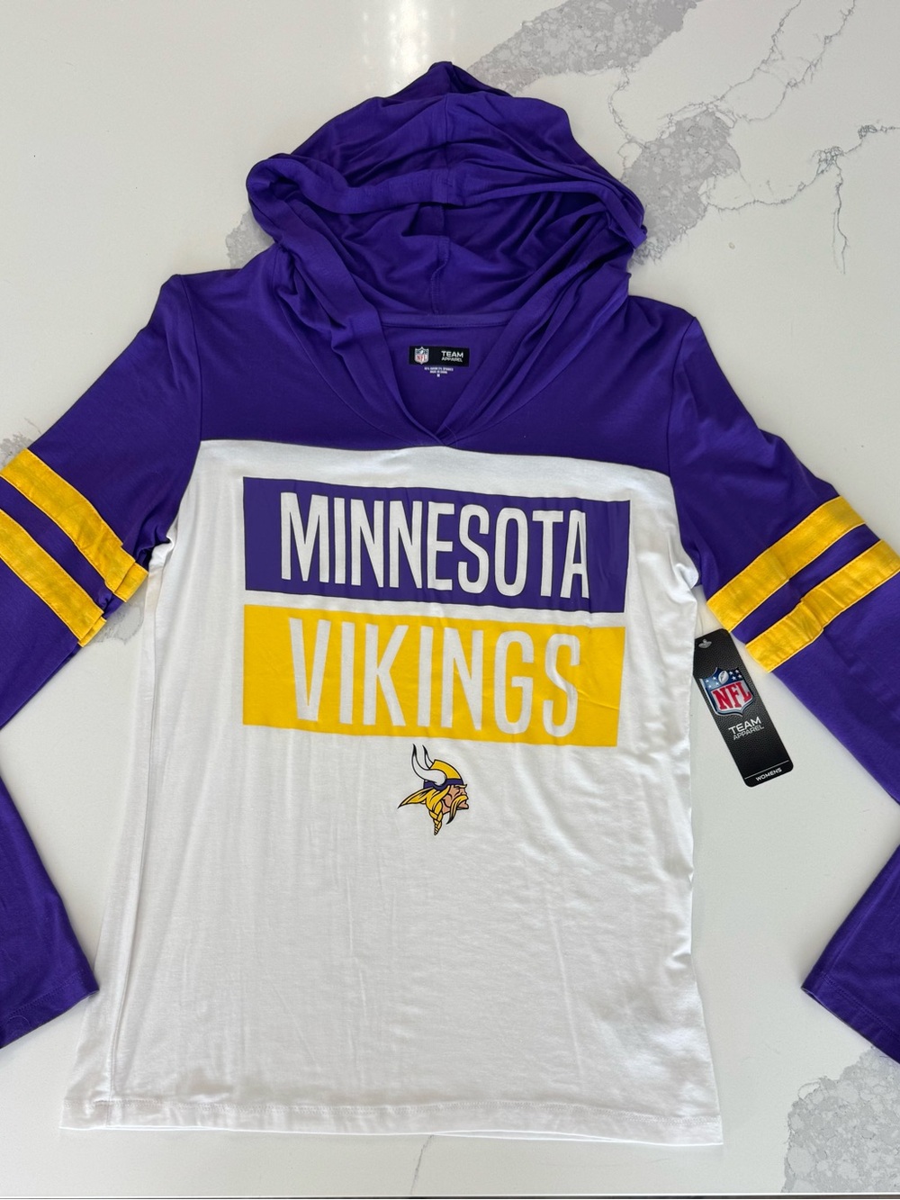 NFL Minnesota Vikings Hooded Long Sleeve Shirt - Purple/White/Gold